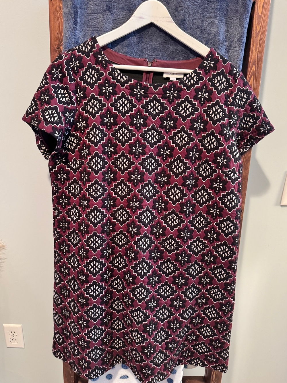 LOFT Maroon and Black Geometric Paisley Tunic